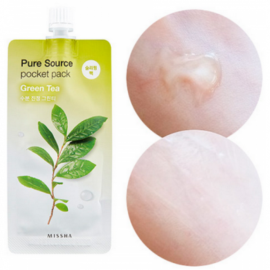 Успокаивающая ночная маска с экстрактом зеленого чая MISSHA Pure Source pocket pack Green tea 10 мл купить в Украине 2