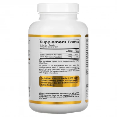 Буферизованный витамин C California Gold Nutrition Buffered Gold C 750 мг 240 растительных капсул купить в Украине 2