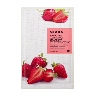 Смягчающая и осветляющая тканевая маска с экстрактом клубники MIZON Joyful Time Essence Mask Strawberry Trasparent & Refining купить в Украине