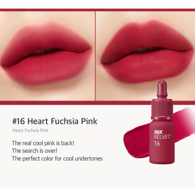 Матовый тинт для губ Peripera New Ink The Velvet #16 Heart Fuchsia Pink купить в Украине 2