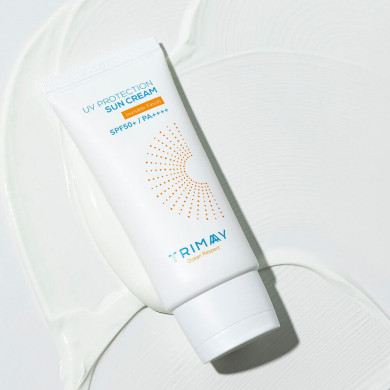 Сонцезахисний крем з колагеном та амінокислотами Trimay UV Protection Sun Cream SPF50+ PA++++ 1 мл (пробник) купити в Україні 2