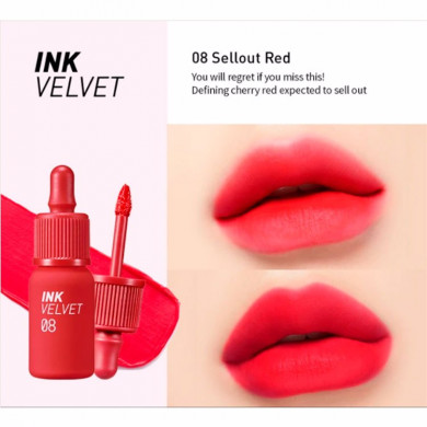 Матовий Тінт для губ Peripera New Ink The Velvet # 08 Sellout Red купити в Україні 2