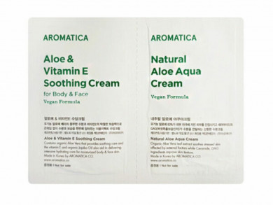 Крем для тела + крем для лица с алоэ, AROMATICA, Aloe Vitamin E Soothing Cream + Natural Aloe Aqua Cream, 2 мл*2 (пробник) купить в Украине Крем для тела + крем для лица с алоэ, AROMATICA, Aloe Vitamin E Soothing Cream + Natural Aloe Aqua Cream, 2 мл*2 (пробник) купить в Украине