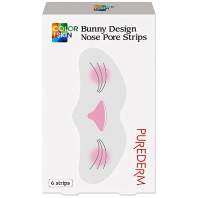 Маска от черных точек, PUREDERM, COLOR!SKIN Design Nose Pore Strips 6sheets Bunny, 6 шт купить в Украине Маска от черных точек, PUREDERM, COLOR!SKIN Design Nose Pore Strips 6sheets Bunny, 6 шт купить в Украине