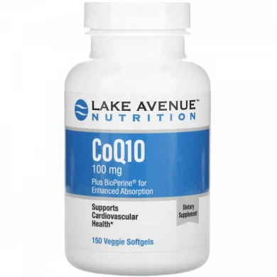 Коэнзим Q10 с биоперином Lake Avenue Nutrition CoQ10 Plus BioPerine 100 мг 150 растительных капсул купить в Украине