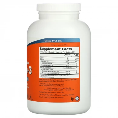 Омега-3 Now Foods Omega-3 180 ЭПК / 120 ДГК 500 капсул купить в Украине 2
