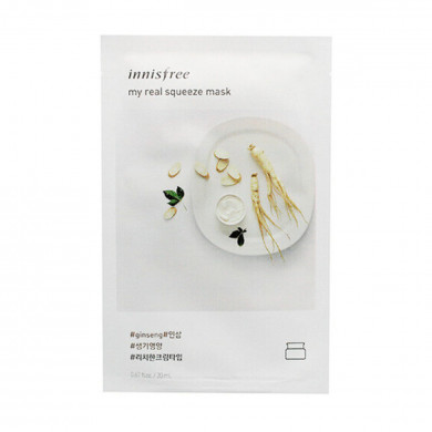 Омолаживающая тканевая маска для лица с женьшенем, Innisfree, My Real Squeeze Mask Ginseng купить в Украине Омолаживающая тканевая маска для лица с женьшенем, Innisfree, My Real Squeeze Mask Ginseng купить в Украине