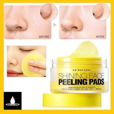 Очищающие и выравнивающие тон кожи пилинг-пэды, So Natural, Shining Face Peeling Pad, 80 пэдов купить в Украине 2 Очищающие и выравнивающие тон кожи пилинг-пэды, So Natural, Shining Face Peeling Pad, 80 пэдов купить в Украине 2