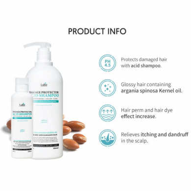 Бесщелочной шампунь  для сухих и поврежденных волос Lador Damaged Protector Acid Shampoo 150 мл купить в Украине 3