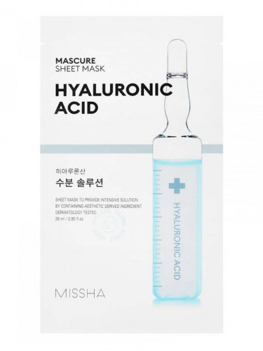 Тканевая маска для лица с гиалуроновой кислотой, увлажняющая, MISSHA, Mascure Hyaluronic Acid Sheet Mask купить в Украине Тканевая маска для лица с гиалуроновой кислотой, увлажняющая, MISSHA, Mascure Hyaluronic Acid Sheet Mask купить в Украине