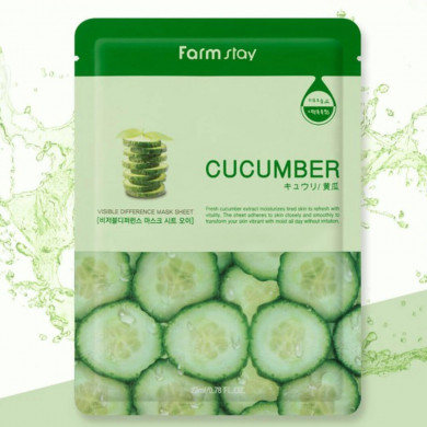 Тканинна маска з огірком FarmStay Visible Difference Mask Sheet Cucumber купити в Україні 2
