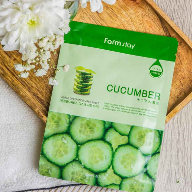 Тканинна маска з огірком FarmStay Visible Difference Mask Sheet Cucumber купити в Україні 3
