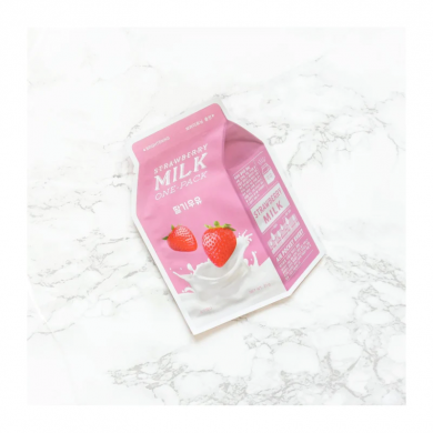 Тканевая маска с молочным протеином и клубникой A'PIEU Milk One Pack Strawberry Milk купить в Украине 2