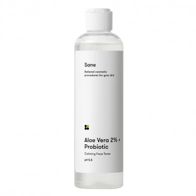 Заспокійливий тонік для обличчя з алое та пробіотиками Sane Aloe Vera 2% + Probiotic Calming Face Toner 250 мл купити в Україні