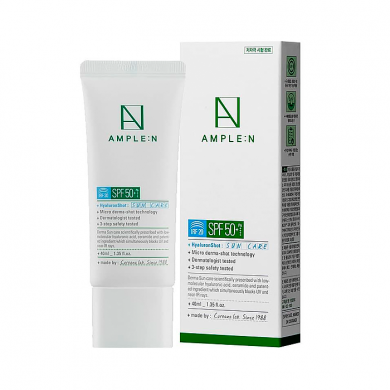 Солнцезащитный крем с гиалуроновой кислотой, AMPLE N, HyaluronShot Ampoule Sun Care SPF50+ PA++++ , 40 мл купить в Украине 2 Солнцезащитный крем с гиалуроновой кислотой, AMPLE N, HyaluronShot Ampoule Sun Care SPF50+ PA++++ , 40 мл купить в Украине 2