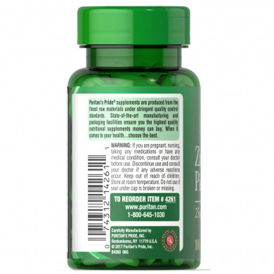 Цинк пиколинат Puritan's Pride Zinc Picolinate 25 мг 100 каплет купить в Украине 3