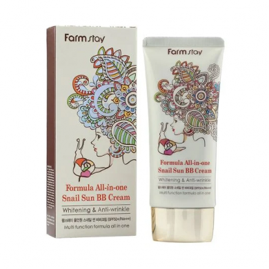 Освітлюючий антивіковий BB крем з муцином равлика FarmStay All-in One Snail Sun BB Cream SPF50+/ PA+++ 50 г купити в Україні 2