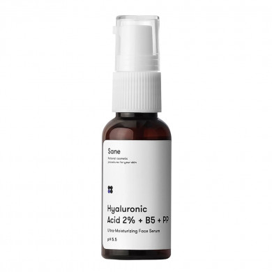 Интенсивно увлажняющая сыворотка для лица с гиалуроновой кислотой Sane Hyaluronic Acid 2% + B5 + PP Ultra-Moisturizing Face Serum 30 мл купить в Украине