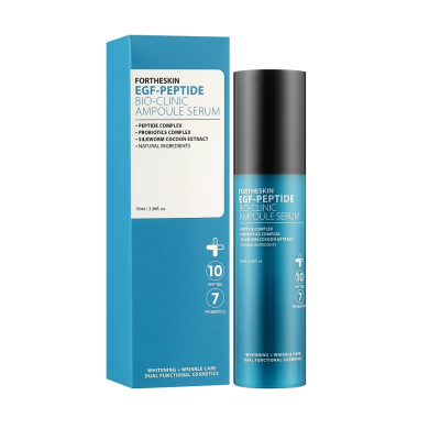 Омолаживающая сыворотка для лица с пептидами и пробиотиками Fortheskin EGF Peptide Bio Clinic Ampoule Serum 70 мл купить в Украине