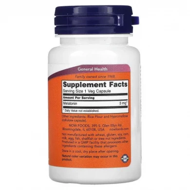 Мелатонин 3 мг Now Foods Melatonin 3 mg 60 растительных капсул купить в Украине 2