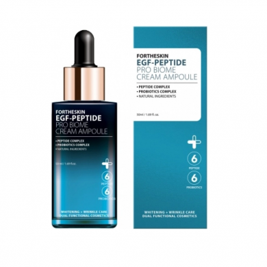 Омолаживающая крем-сыворотка с пептидами и пробиотиками Fortheskin EGF Peptide Pro Biome Cream Ampoule 50 мл купить в Украине