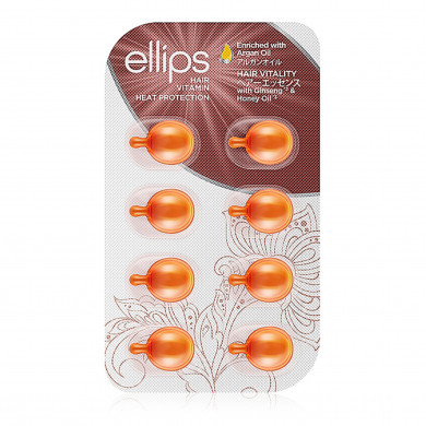 Вітаміни для оздоровлення волосся з женьшенем та медом ELLIPS Hair Vitamin Hair Vitality With Ginseng & Honey Oil 8 шт купити в Україні