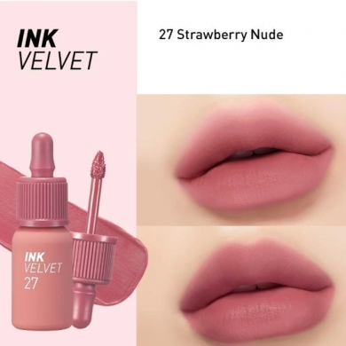 Матовый тинт для губ Peripera New Ink The Velvet #027 Strawberry Nude купить в Украине 3
