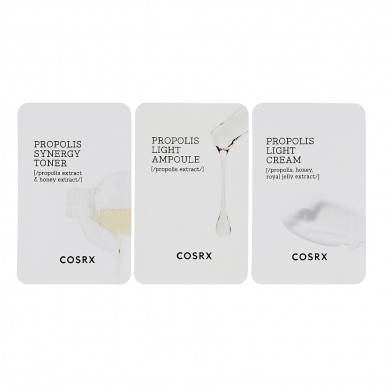 Набор пробников уходовых средств с прополисом тонер сыворотка крем COSRX Full Fit Propolis Sachet Set 3*1.5 мл купить в Украине