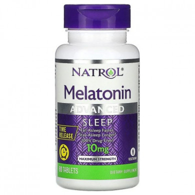 Мелатонін 10 мг Natrol Melatonin Advanced Sleep 10 mg 60 таблеток купити в Україні