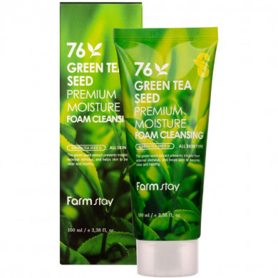 Пенка для умывания с семенами зеленого чая, FarmStay 76 Green Tea Seed Premium Moisture Foam Cleansing, 100 мл купить в Украине Пенка для умывания с семенами зеленого чая, FarmStay 76 Green Tea Seed Premium Moisture Foam Cleansing, 100 мл купить в Украине