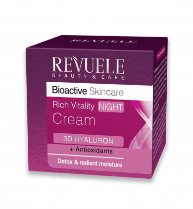 Нічний насичений крем для обличчя з гіалуроновою кислотою Revuele Bioactive Skincare 3D Hyaluron Rich Vitality Night Cream 50 мл купити в Україні 2
