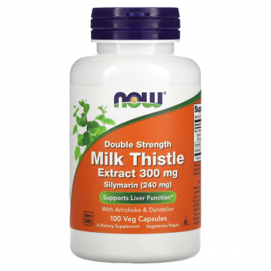 Силімарин 300 мг Now Foods Double Strength Milk Thistle Extract 300 мг Silumarin (240 мг) 100 вегетаріанських капсул купити в Україні