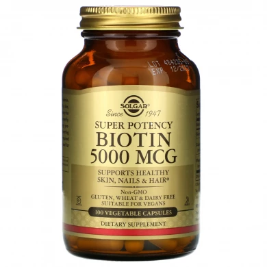 Біотин Solgar Biotin 5000 мкг 100 вегетаріанських капсул купити в Україні