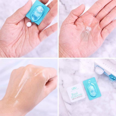 Інтенсивно зволожуюча сироватка з гіалуроновою кислотою Wellage Real Hyaluronic Bio Capsule & Blue Solution One Day Kit купити в Україні 3