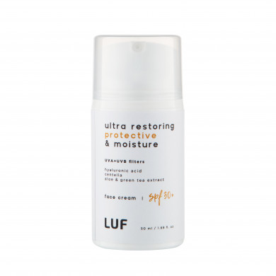 Солнцезащитный крем с центеллой алоэ и гиалуроновой кислотой LUF Ultra Restoring Protective & Moisture SPF 30+ 50 мл купить в Украине