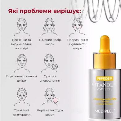 Сироватка для обличчя з пептидами та вітамінним комплексом MEDI-PEEL Peptide 9 Vitanol Ampoule Pro 30 мл купити в Україні 4