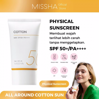 Сонцезахисний крем з оксамитовим фінішем SPF50+ MISSHA All Around Safe Block Cotton Sun 50 мл купити в Україні 4