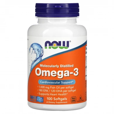 Омега-3 Now Foods Omega-3 180 ЕПК/120 ДГК 100 капсул купити в Україні