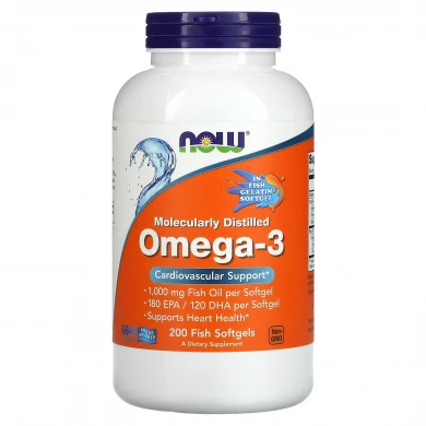 Омега-3 Now Foods Omega-3 180 ЕПК/120 ДГК 200 капсул купити в Україні