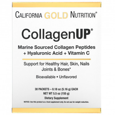 Морской гидролизованный коллаген с гиалуроновой кислотой и витамином C California Gold Nutrition CollagenUP с нейтральным вкусом 30 пакетиков * 516 г купить в Украине