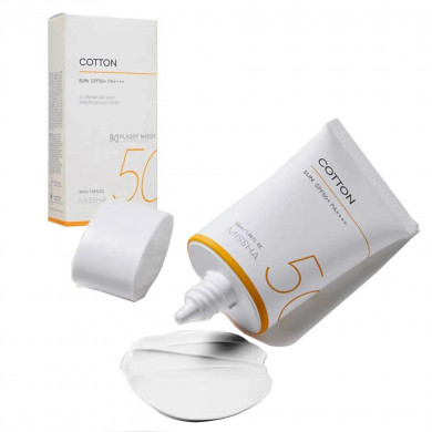 Сонцезахисний крем з оксамитовим фінішем SPF50+ MISSHA All Around Safe Block Cotton Sun 50 мл купити в Україні 3