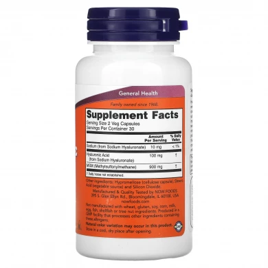Гиалуроновая кислота Now Foods Hyaluronic Acid 50 мг 60 растительных капсул купить в Украине 2