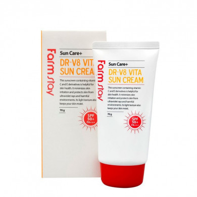 Солнцезащитный витаминный крем FarmStay Dr-V8 Vita Sun Cream SPF50+/PA+++ 70 мл купить в Украине