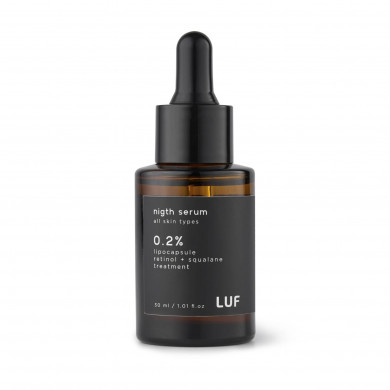 Антивозрастная сыворотка с ретинолом 02% выравнивающая рельеф кожи LUF Night Serum All Skine Types 02% Lipocapsul Retinol + Squalan Treatment 30 мл купить в Украине