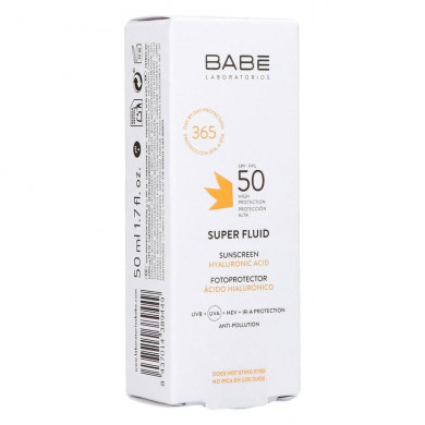 Солнцезащитный флюид  с гиалуроновой кислотой SPF 50 Babe Laboratorios Super Fluid 50 мл купить в Украине 3