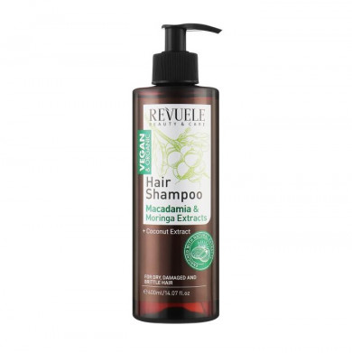 Восстанавливающий шампунь для сухих и ломких Revuele Vegan & Organic Hair Shampoo Macadamia & Moringa Extracts 400 мл купить в Украине