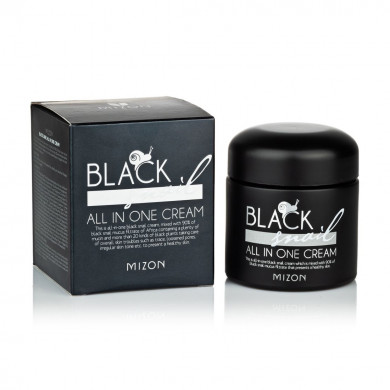 Многофункциональный крем с муцином черной улитки, MIZON, Black Snail All In One Cream, 75 мл купить в Украине Многофункциональный крем с муцином черной улитки, MIZON, Black Snail All In One Cream, 75 мл купить в Украине