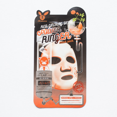 Тканинна маска для обличчя з червоним женьшенем омолоджуюча Elizavecca Red ginseng Deep Power Ringer Mask купити в Україні 2
