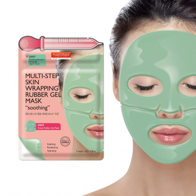Успокаивающая двухфазная гидрогелевая маска, PUREDERM, Multi-Step Skin Wrapping Rubber Gel Mask Soothing купить в Украине Успокаивающая двухфазная гидрогелевая маска, PUREDERM, Multi-Step Skin Wrapping Rubber Gel Mask Soothing купить в Украине