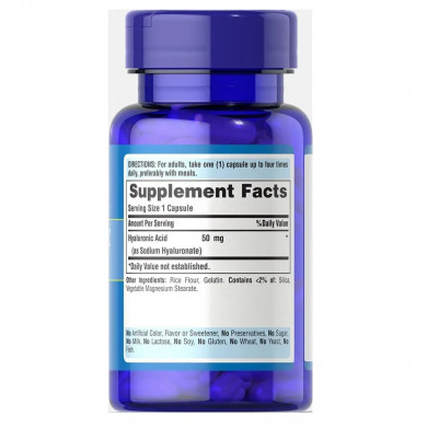 Гиалуроновая кислота Puritan's Pride Hyaluronic Acid 50 мг 60 капсул купить в Украине 2